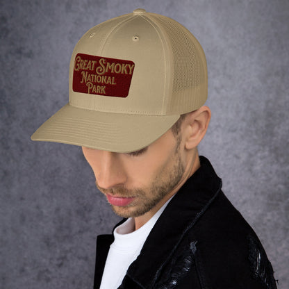 Great Smoky Mountains National Park embroidered trucker hat detail or alternate product view