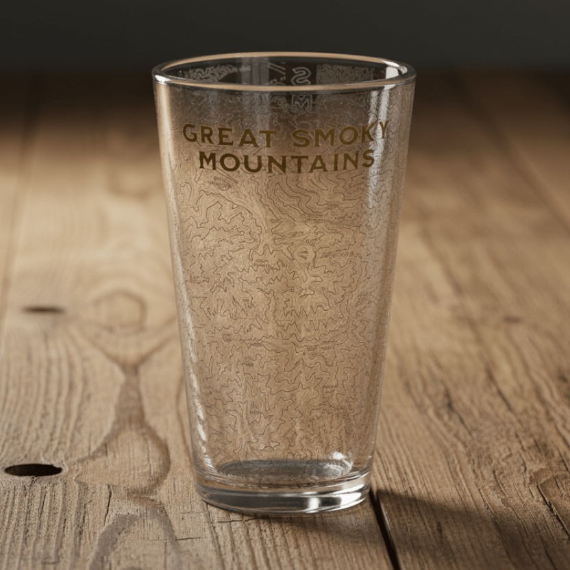 Great Smoky Mountains National Park Topographic Pint Glass - Parks Apparelpint glass