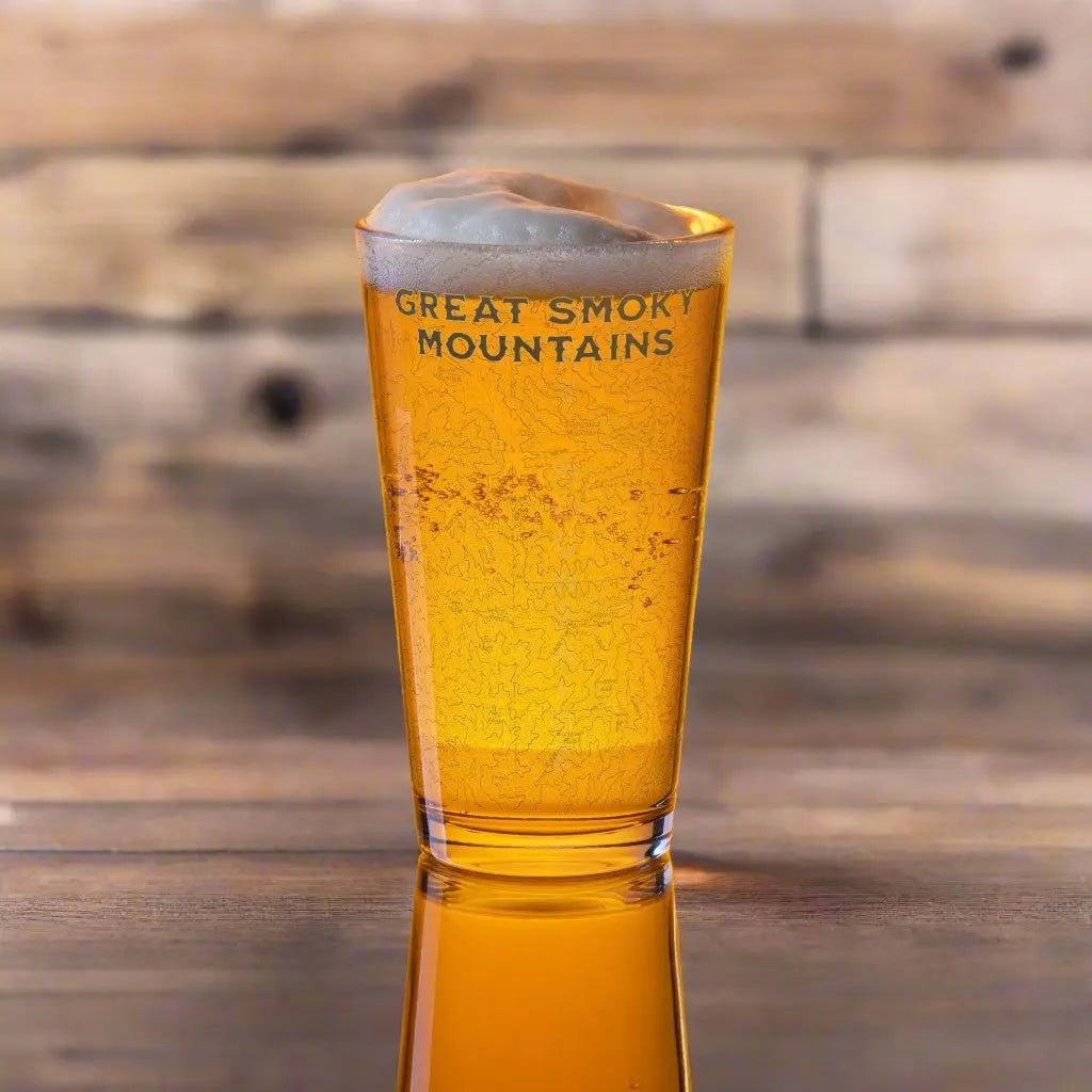 Great Smoky Mountains National Park Topographic Pint Glass - Parks Apparelpint glass