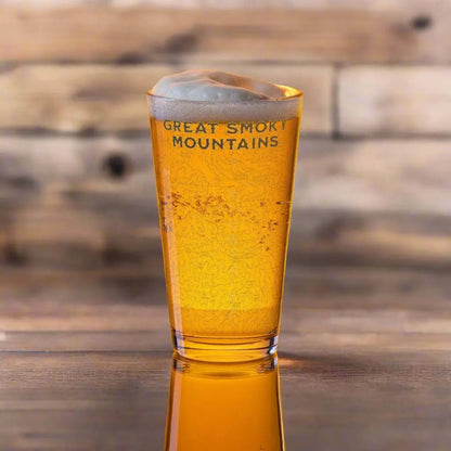 Great Smoky Mountains National Park Topographic Pint Glass - Parks Apparelpint glass