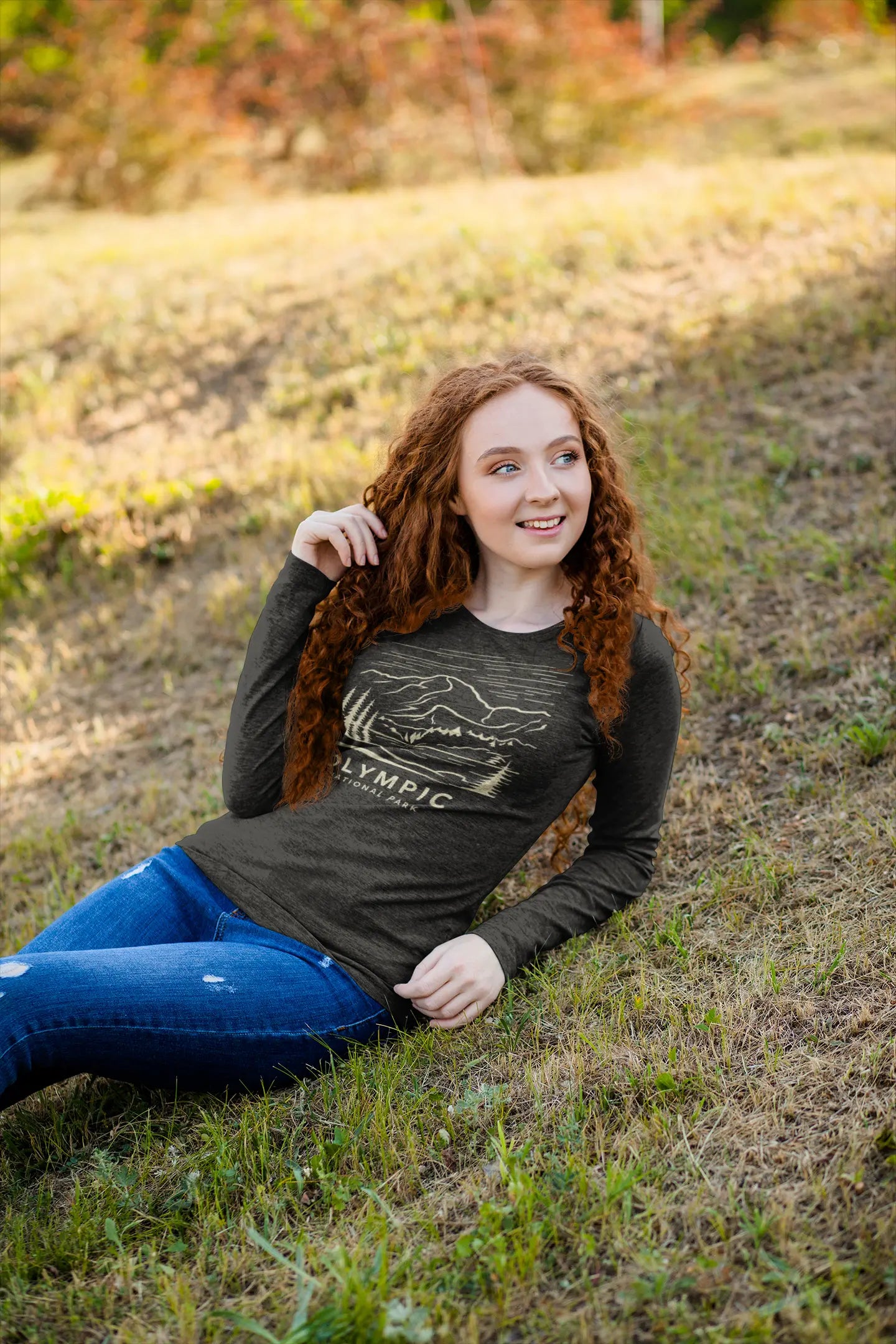 Olympic National Park Unisex Fit Long Sleeve T-Shirt Mountain Line Art Long-sleeve Printify