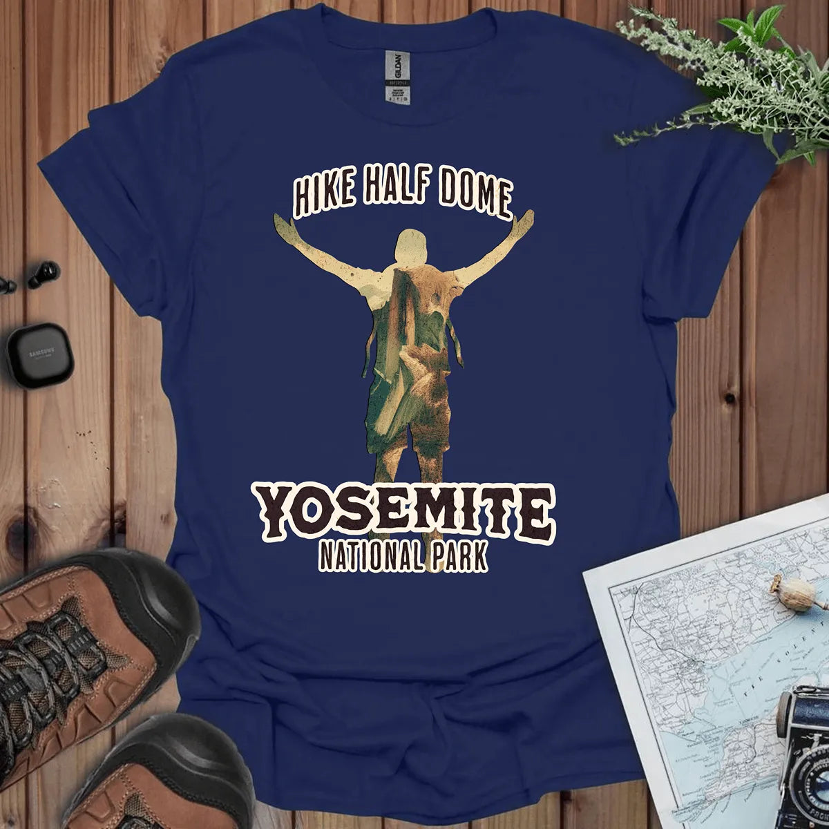 Hike Half Dome Yosemite graphic t-shirt detail or alternate product view