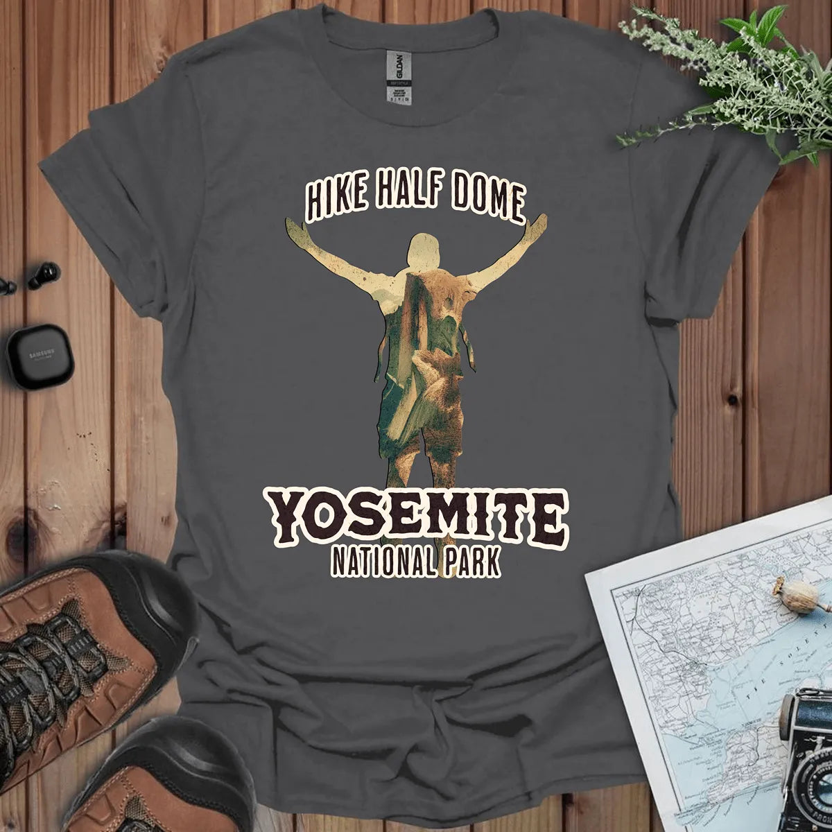 Hike Half Dome Yosemite graphic t-shirt alternate apparel color or angle