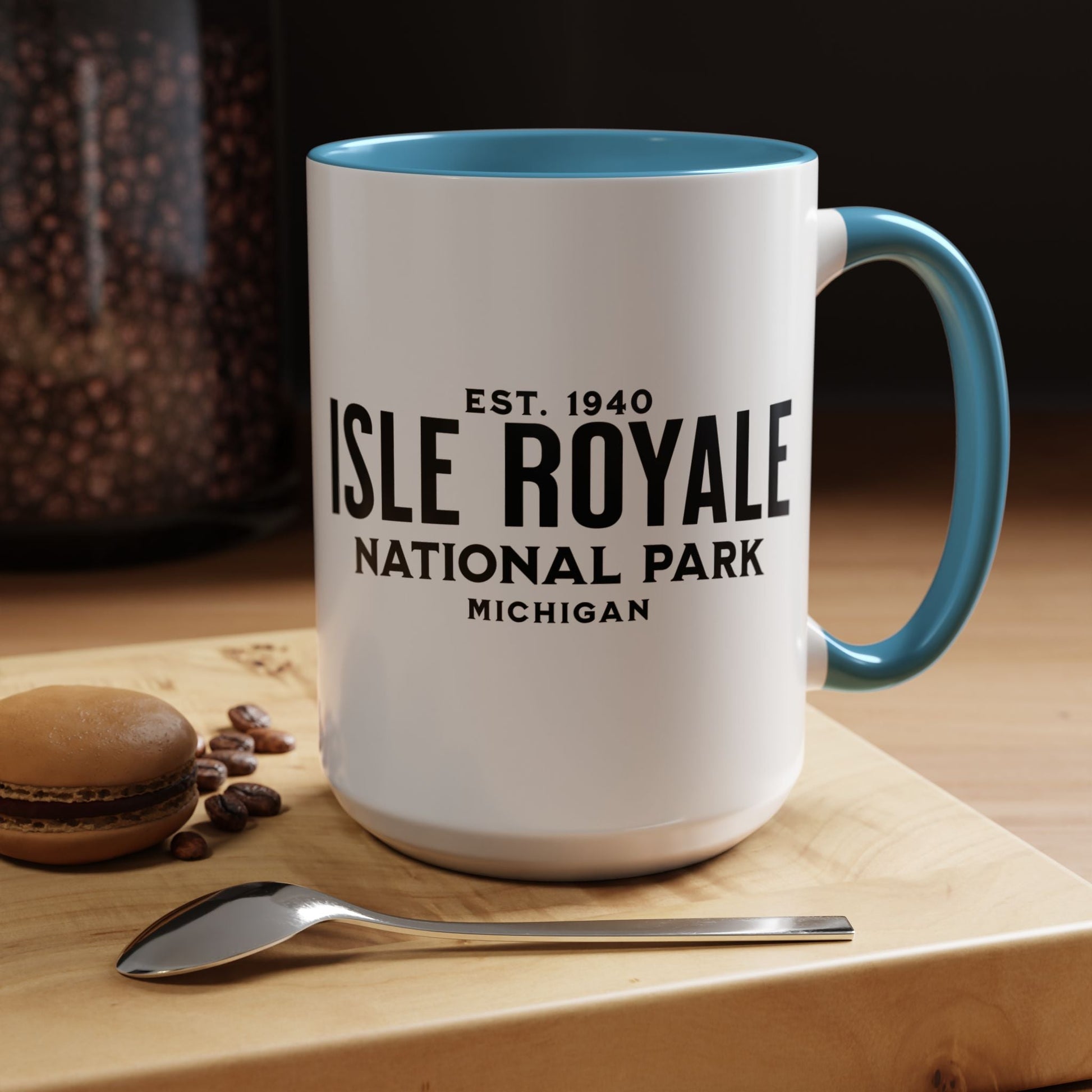 Isle Royale National Park wolf accent mug showing design detail or product variation