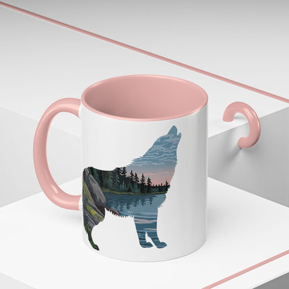 Isle Royale National Park wolf accent mug shown from alternate product angle