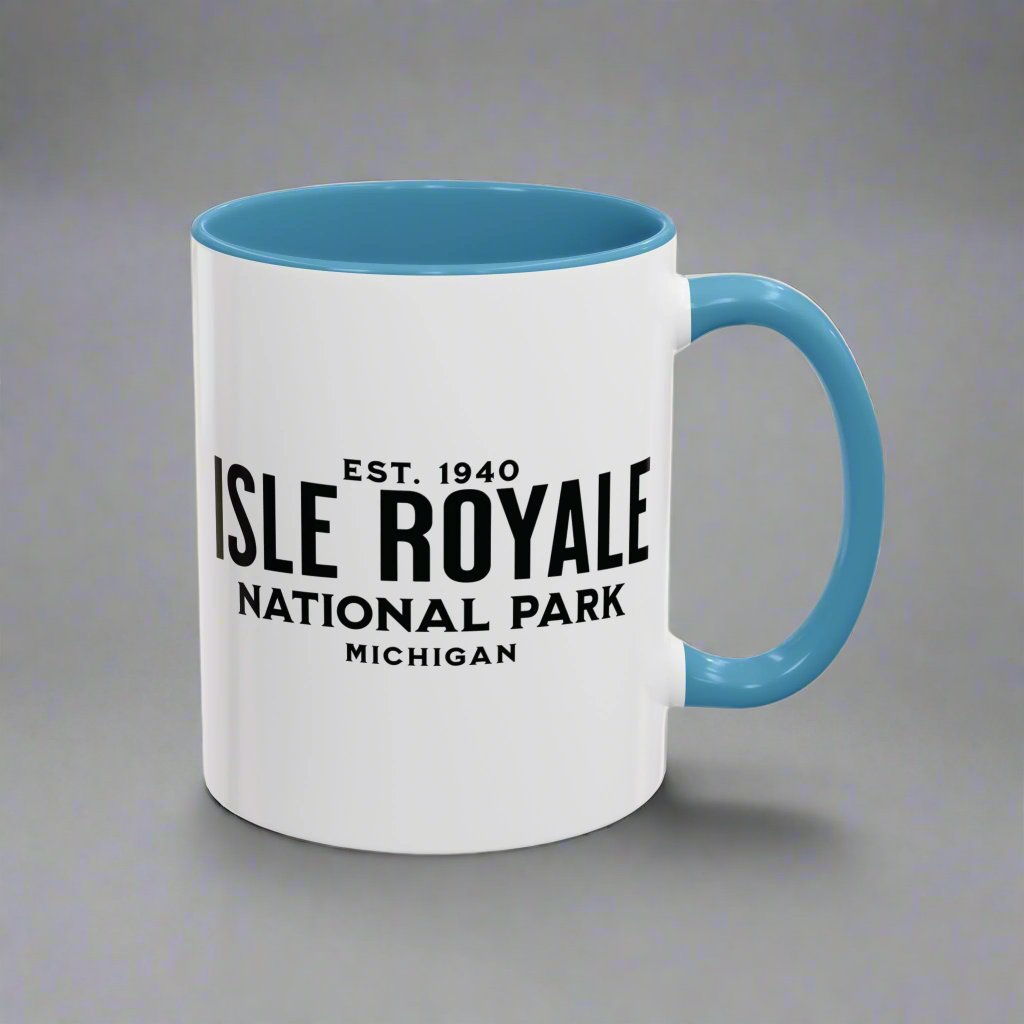 Isle Royale National Park wolf accent mug shown from alternate product angle