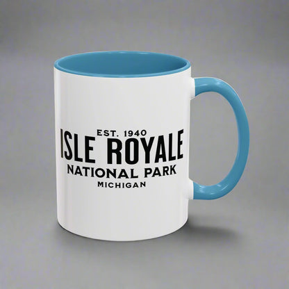 Isle Royale National Park wolf accent mug shown from alternate product angle