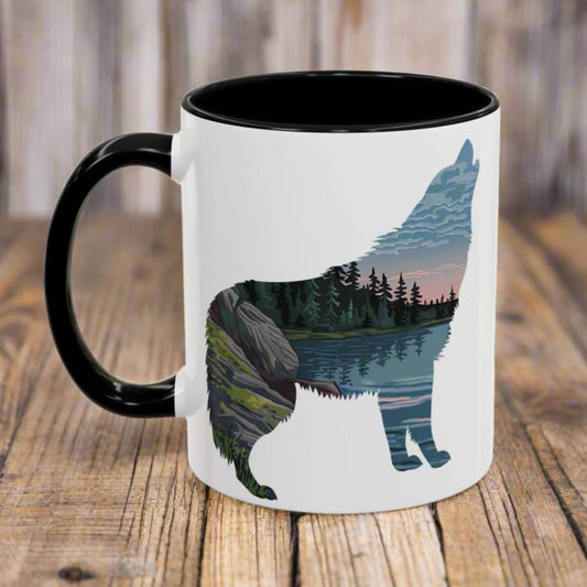 Isle Royale National Park wolf accent mug shown as primary product image