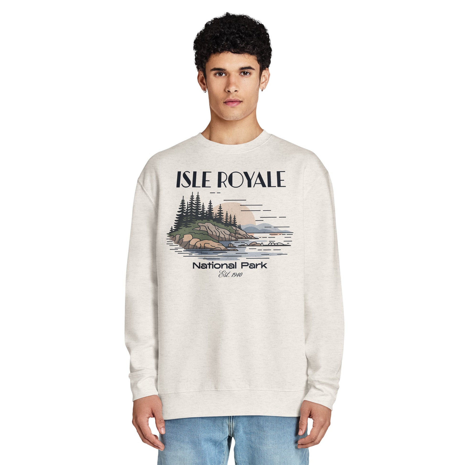 Isle Royale crewneck sweatshirt shown in lifestyle or modeled setting