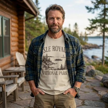 Isle Royale National Park classic graphic t-shirt shown in lifestyle or modeled setting
