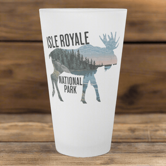 Isle Royale National Park moose frosted pint glass primary product image