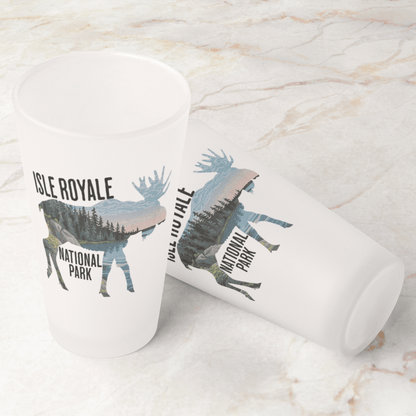 Isle Royale National Park moose frosted pint glass alternate product angle