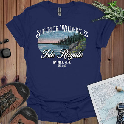 Isle Royale National Park Superior Wilderness graphic t-shirt shown from alternate product angle