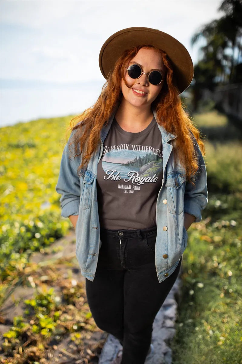 Isle Royale National Park Superior Wilderness graphic t-shirt shown from alternate product angle