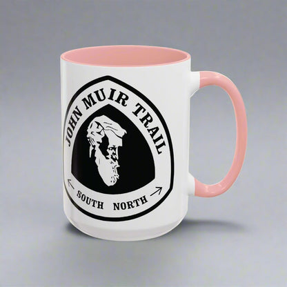 John Muir Trail JMT mile sign accent coffee mug showing design detail or product variation