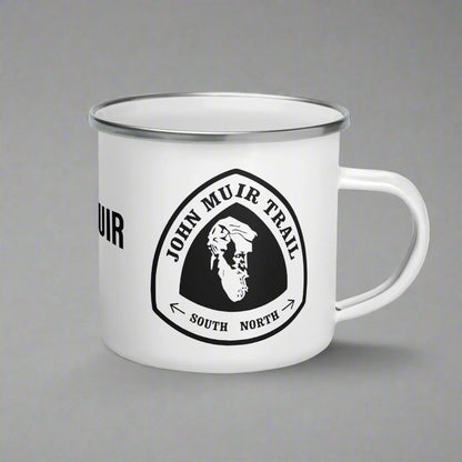 John Muir Trail durable enamel camp mug shown from alternate product angle