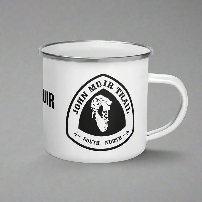John Muir Trail durable enamel camp mug shown from alternate product angle
