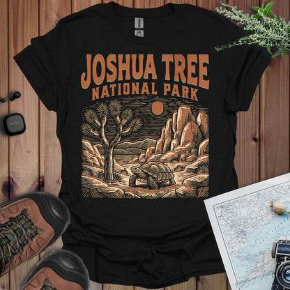 Joshua Tree National Park desert tortoise graphic t-shirt shown in lifestyle or modeled setting