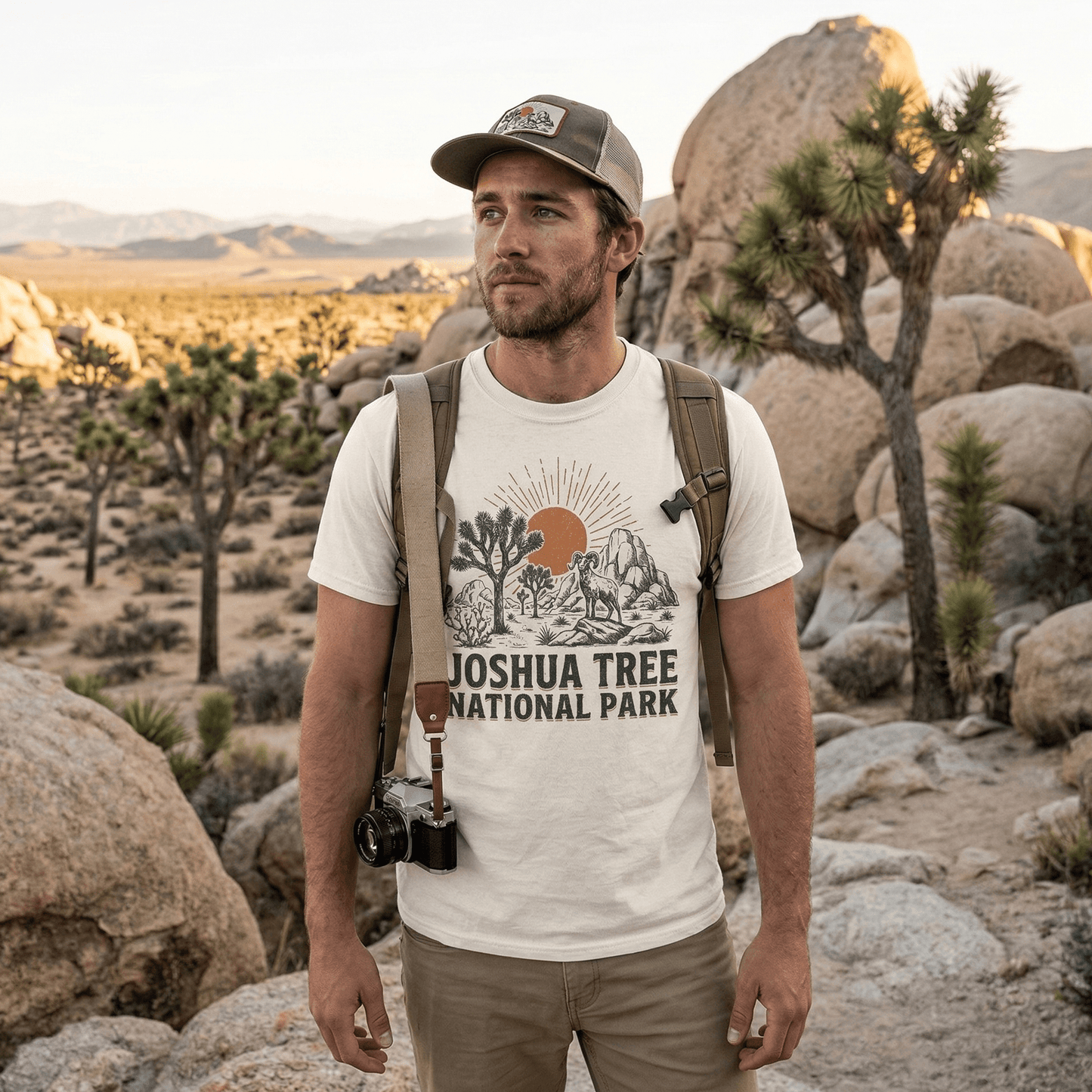 Joshua Tree National Park graphic t-shirt shown in lifestyle or modeled setting