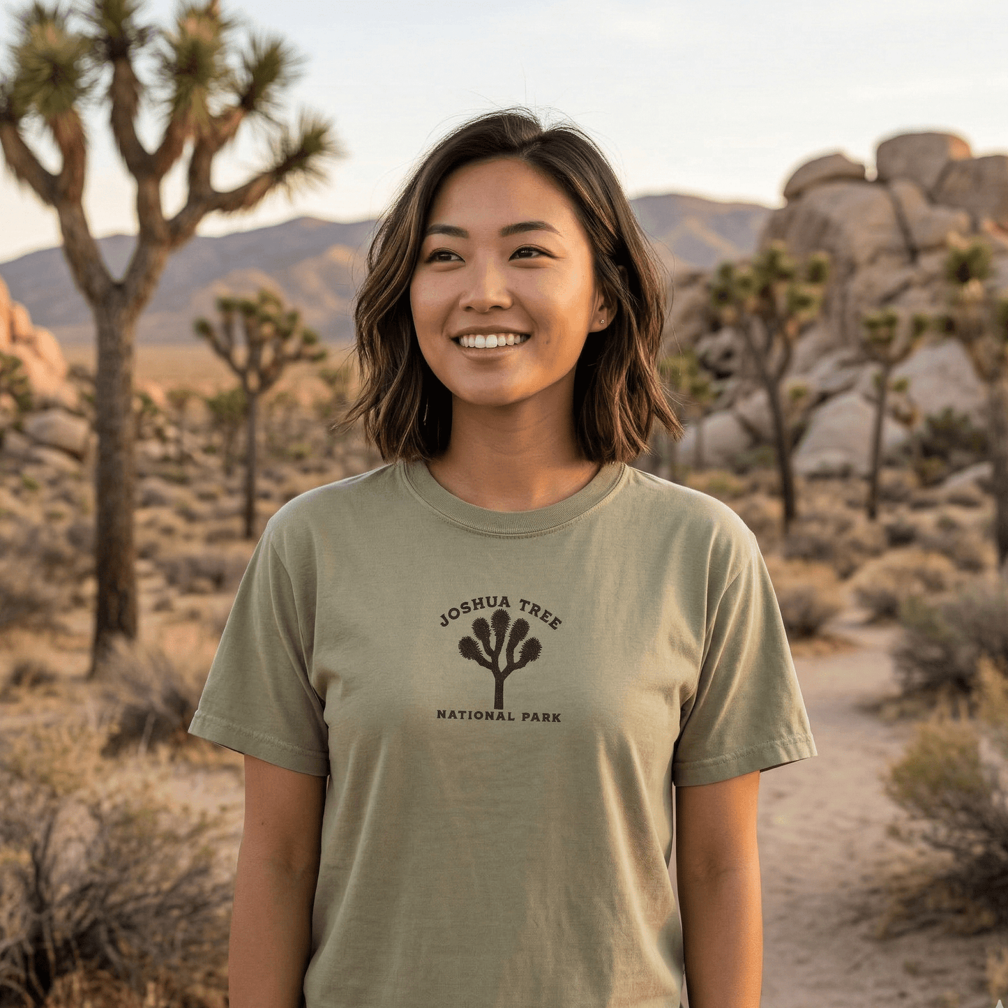 Joshua Tree National Park premium embroidered t-shirt alternate apparel color or product angle