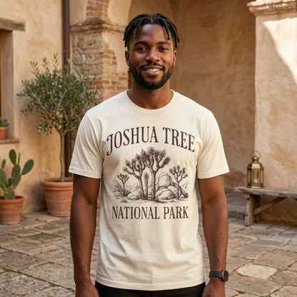 Joshua Tree National Park rustic graphic t-shirt shown in lifestyle or modeled setting