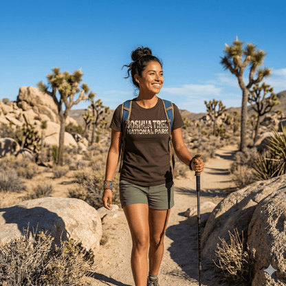 Joshua Tree National Park silhouette graphic t-shirt shown in lifestyle or modeled setting