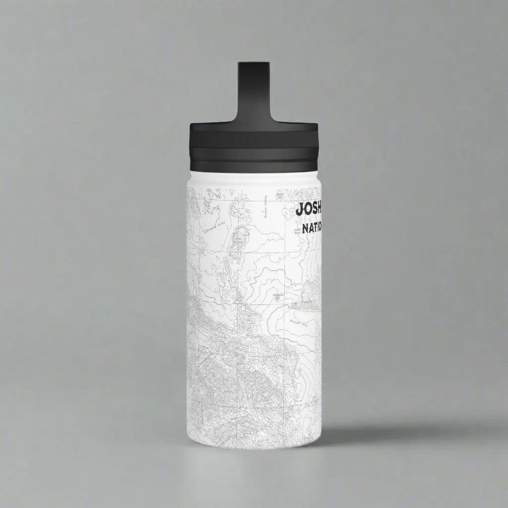 Joshua Tree National Park topographic stainless steel water bottle with handle lid showing design detail or product variation