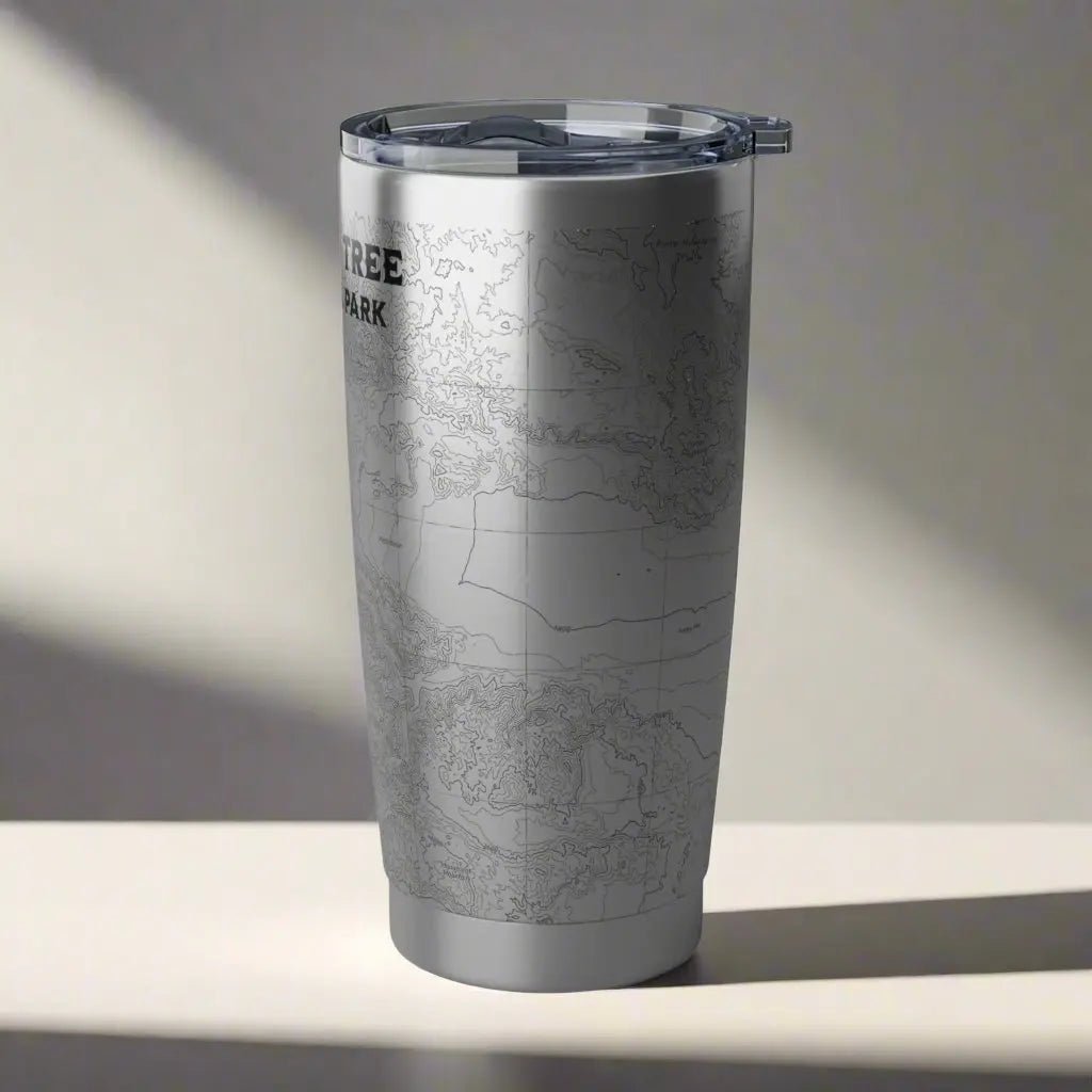 Joshua Tree National Park topographic 20 oz stainless steel tumbler showing design detail or product variation