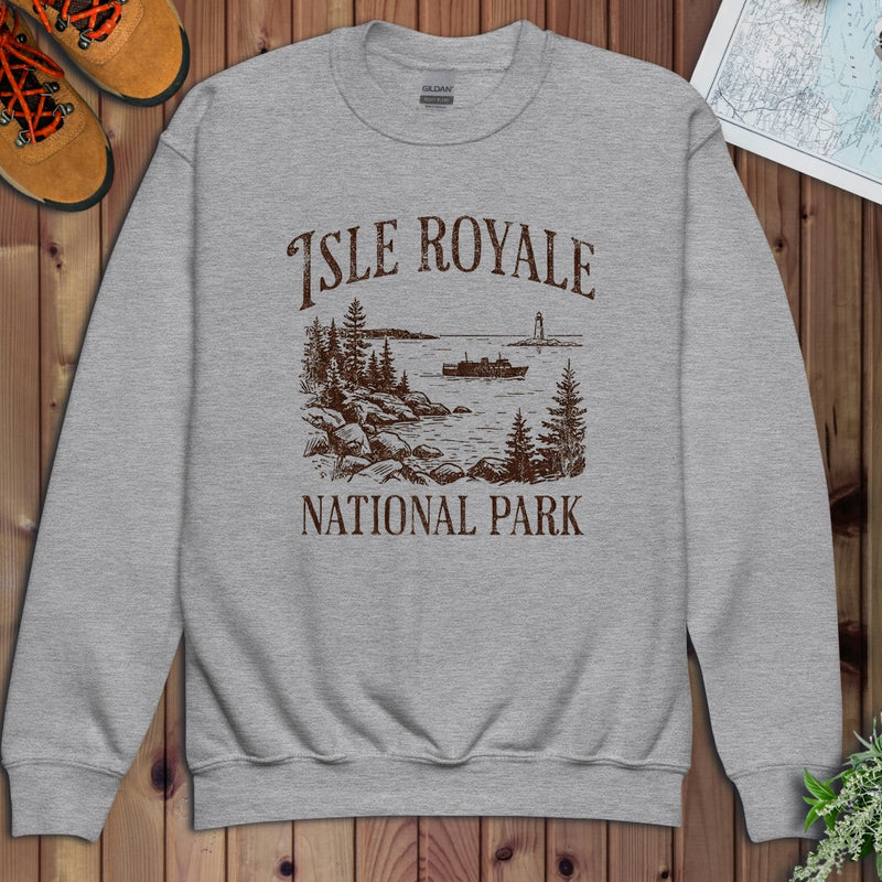 Isle Royale National Park Classic Youth Sweatshirt in Athletic Heather
