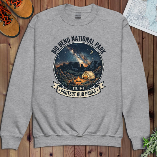 Big Bend Campsite National Park Youth Sweatshirt in Athletic Heather