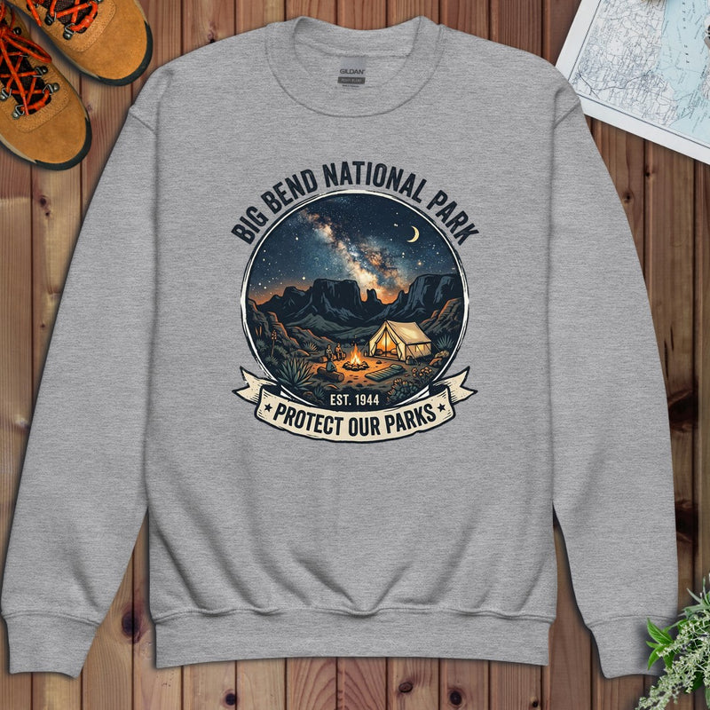 Big Bend Campsite National Park Youth Sweatshirt in Athletic Heather