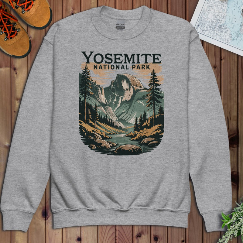 Yosemite Valley Half Dome National Park Youth Sweatshirt in Athletic Heather