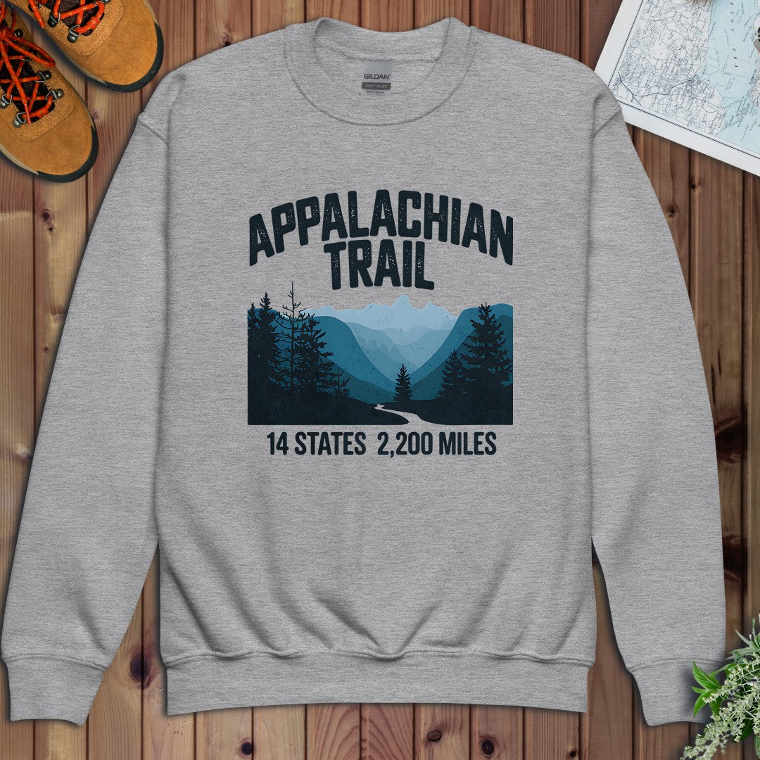 Appalachian Trail 14 States 2200 Miles Kids Toddler National Park Youth Sweatshirt in Athletic Heather
