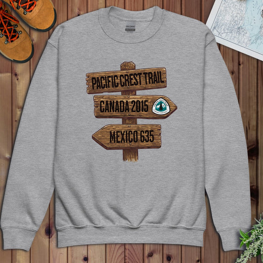 Pacific Crest Trail Mexico Canada 2650 Mile Sign National Park Youth Sweatshirt in Athletic Heather
