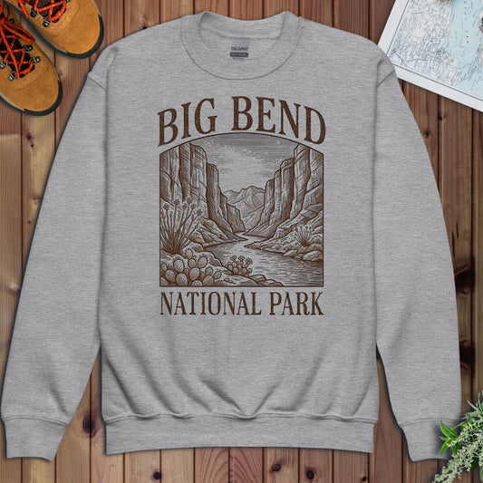 Big Bend National Park Rustic Youth Sweatshirt in Athletic Heather
