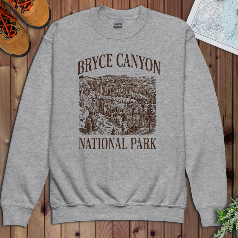 Bryce Canyon National Park Rustic Youth Sweatshirt in Athletic Heather