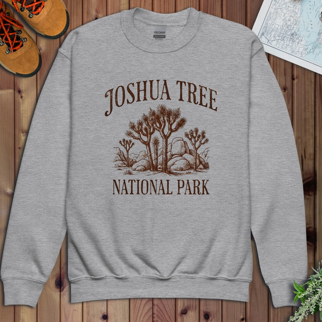 Joshua Tree National Park Rustic Youth Sweatshirt in Athletic Heather