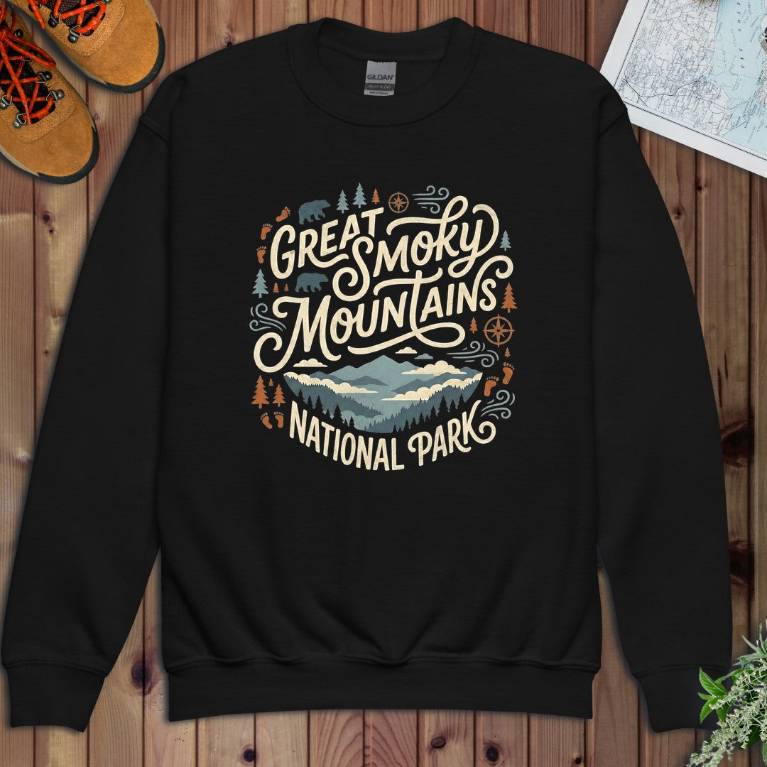 Great Smoky Mountain National Park Youth Sweatshirt in Black