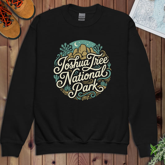 Joshua Tree National Park Curved Youth Sweatshirt in Black