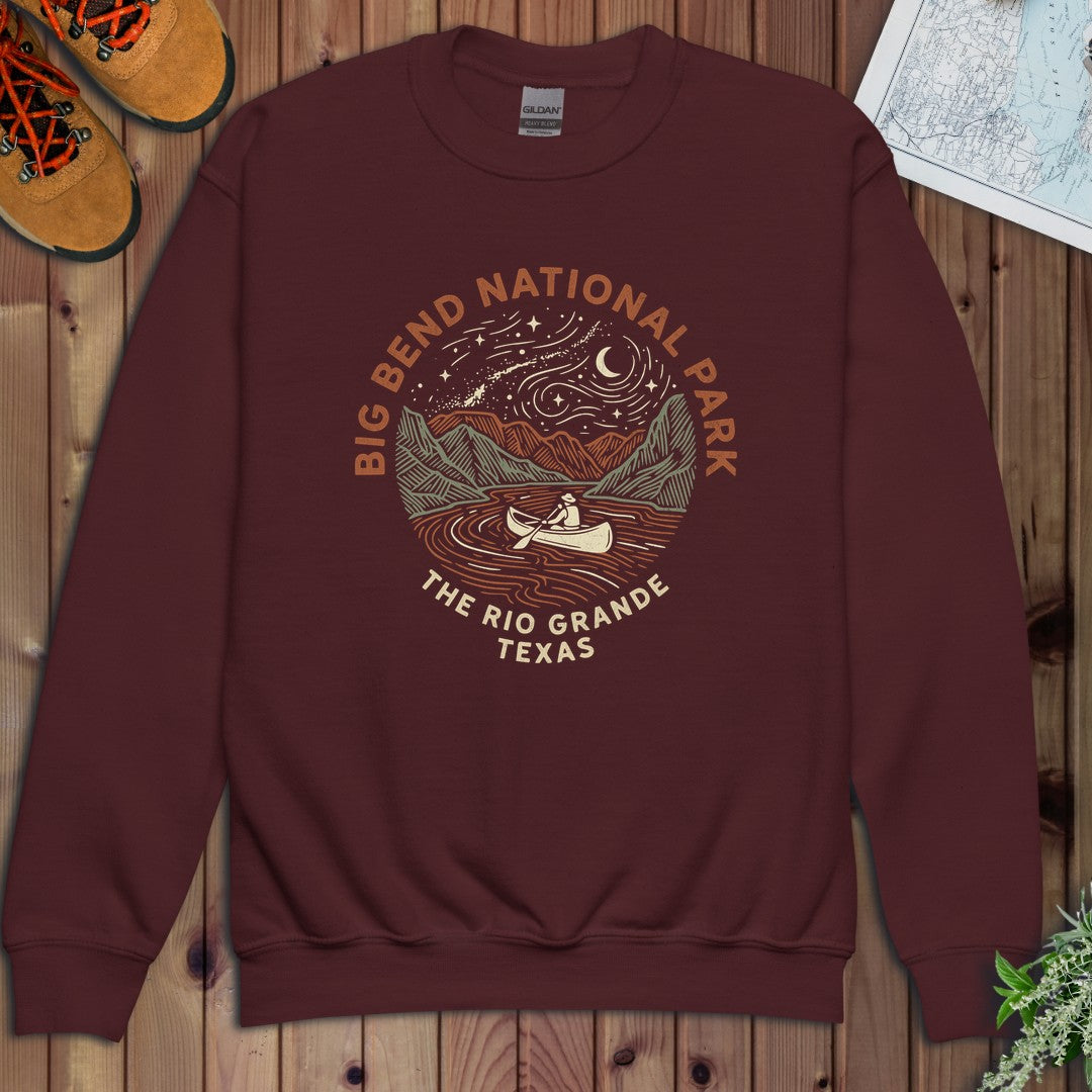 Big Bend National Park Rio Grande Youth Sweatshirt in Maroon