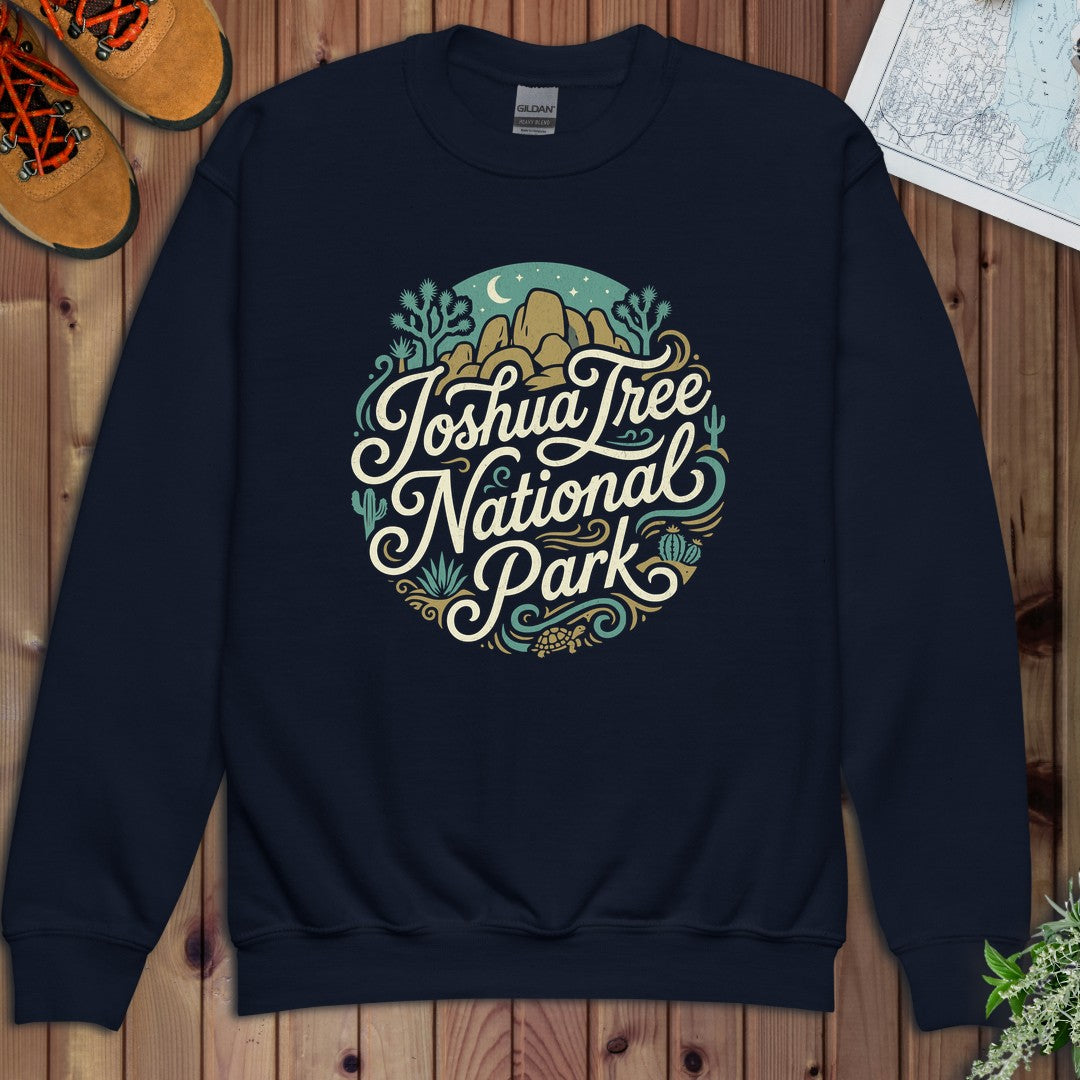 Joshua Tree National Park Curved Youth Sweatshirt in Navy