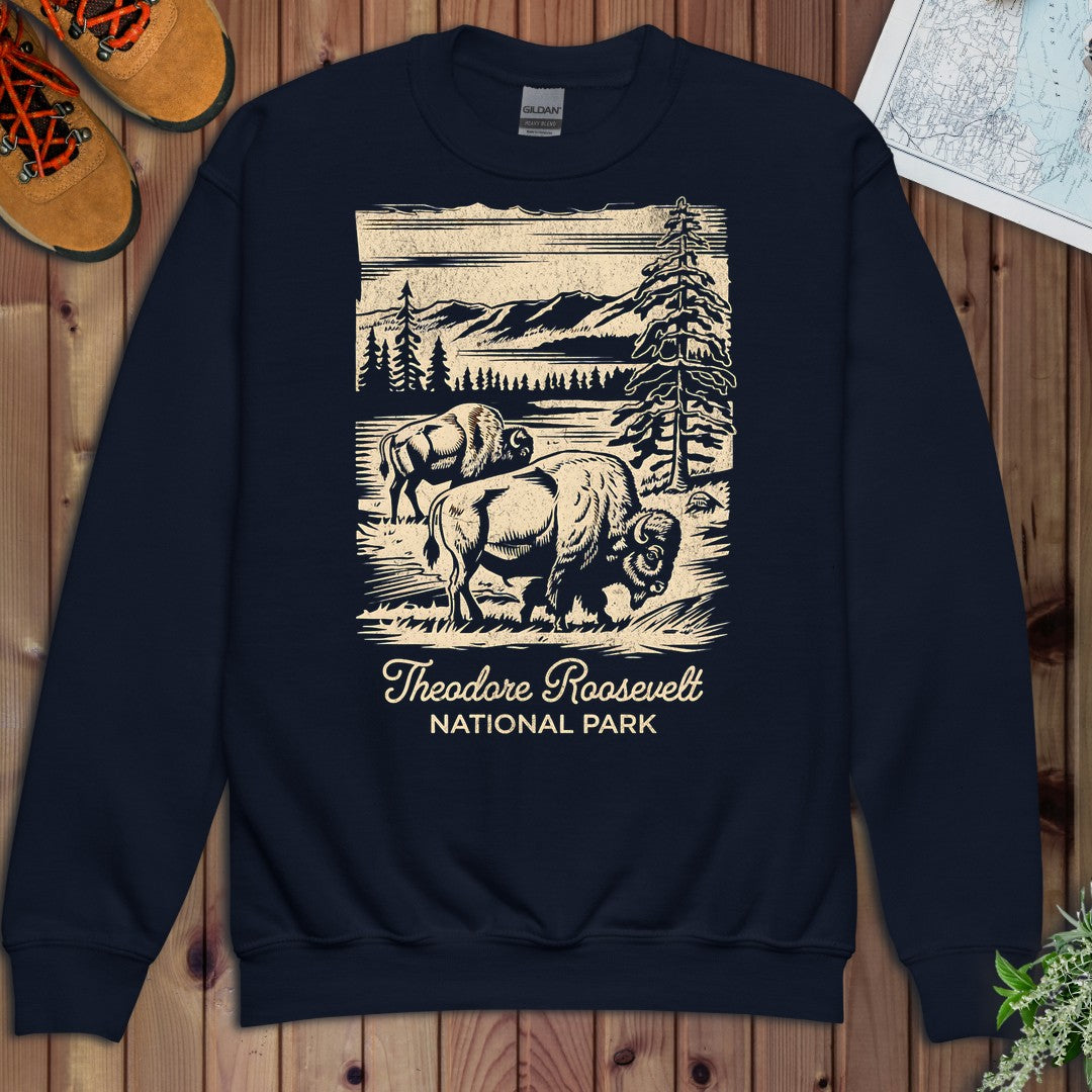 Theodore Roosevelt National Park Lines Youth Sweatshirt in Navy