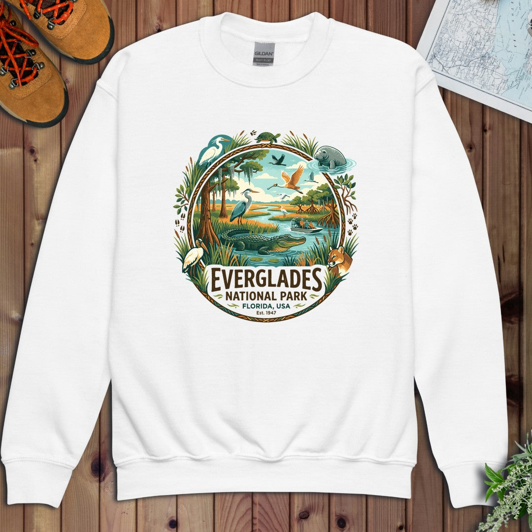 Everglades National Park Animals Youth Sweatshirt in White