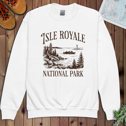 Isle Royale National Park Classic Youth Sweatshirt in White