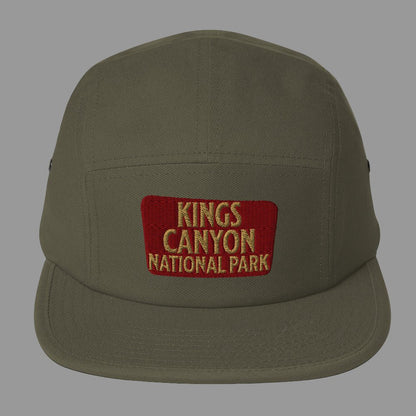 Kings Canyon National Park 5-panel hat shown in lifestyle or modeled setting