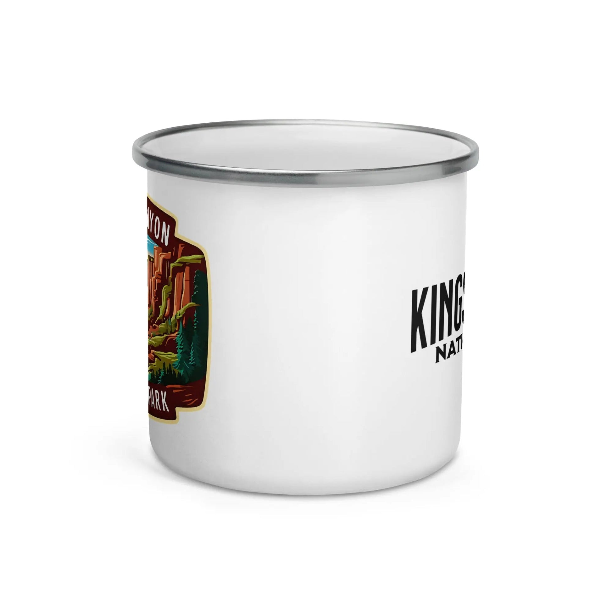 Kings Canyon National Park durable enamel camp mug shown from alternate product angle