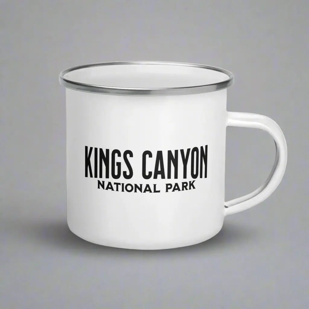 Kings Canyon National Park durable enamel camp mug shown from alternate product angle
