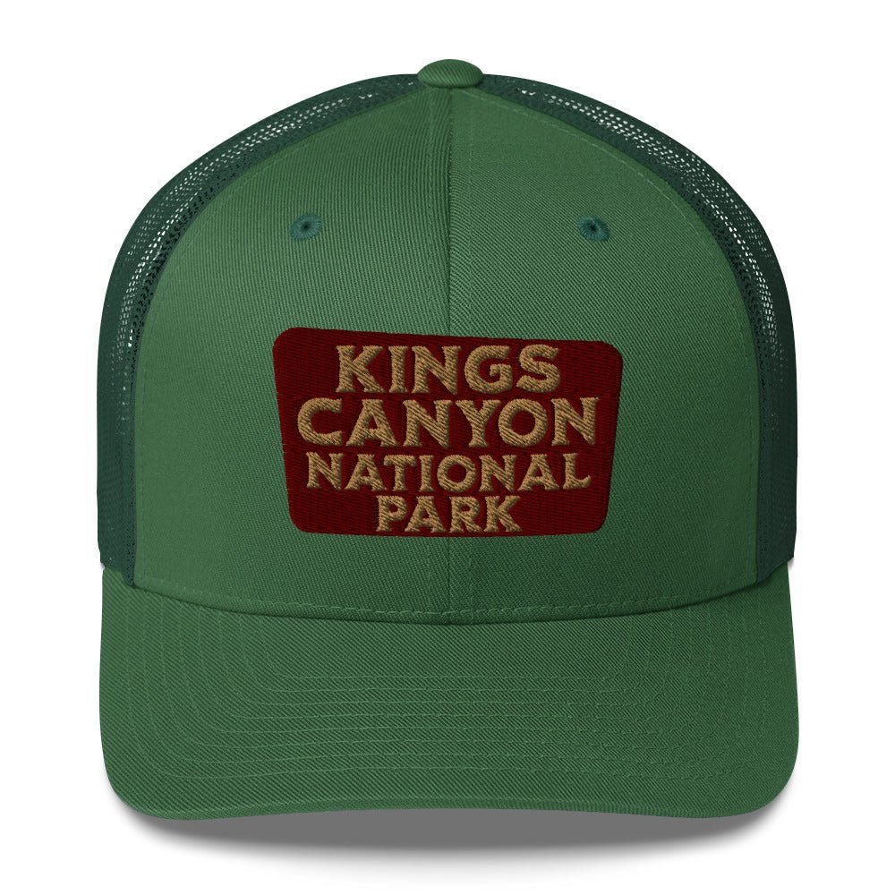 Kings Canyon National Park embroidered trucker hat shown from alternate product angle