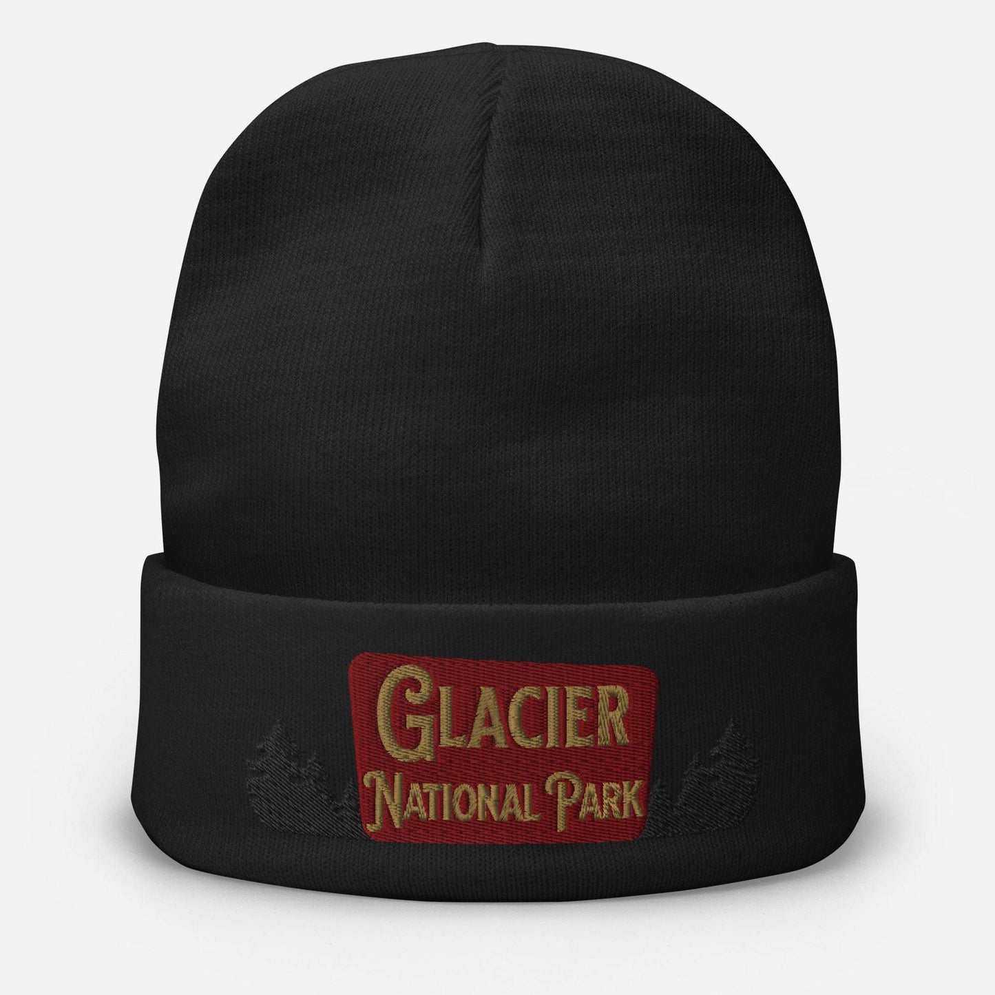 Glacier National Park Sign Embroidered Beanie Beanie Park Service Apparel Black