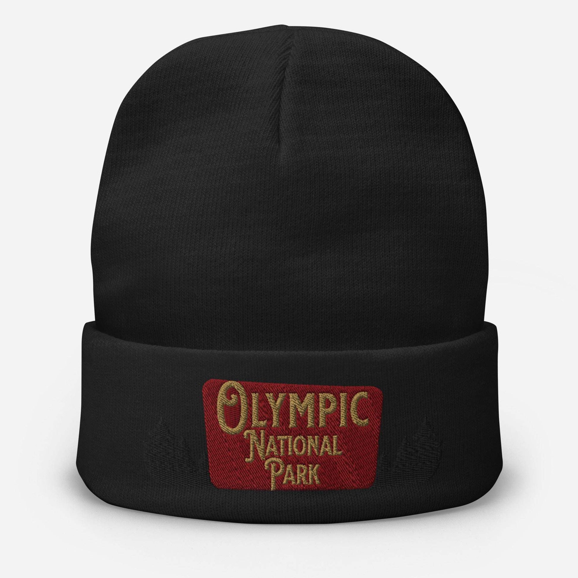 Olympic National Park Sign Embroidered Beanie Beanie Park Service Apparel Black